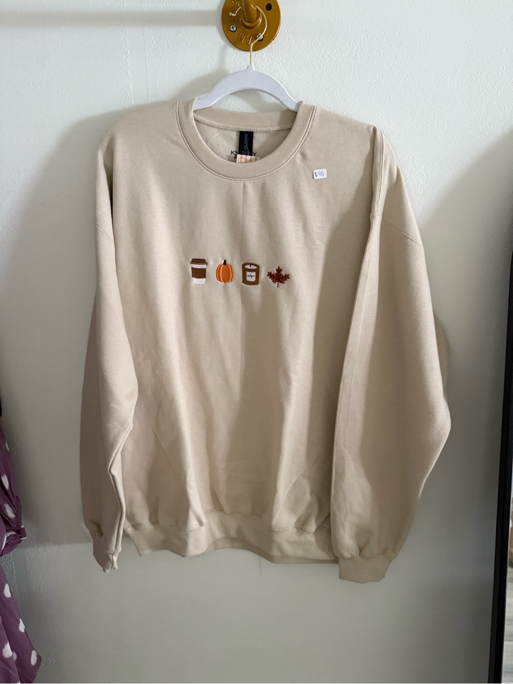 Beige Fall Icons Crewneck Sweater